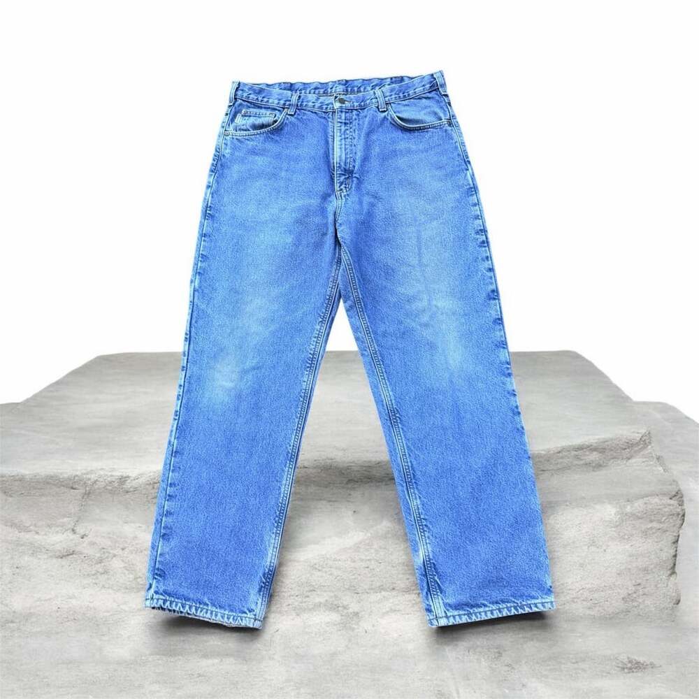 Carhartt Flannel Lined Denim Jeans Blue Relaxed Fit 106